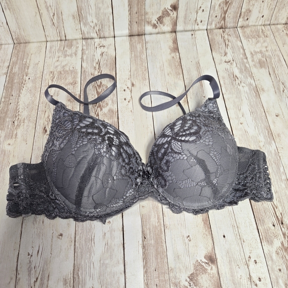 Marilyn Monroe Other - Marilyn Monroe Gray Lace Bra 34B Underwire Padded Sheer Floral